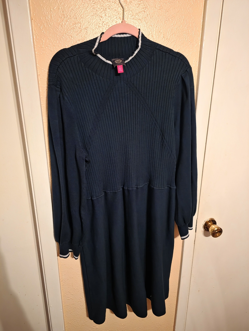Vince Camuto Green Chevron Ribbed Knit Fit & Flare Sweater Dress Plus Size 3X